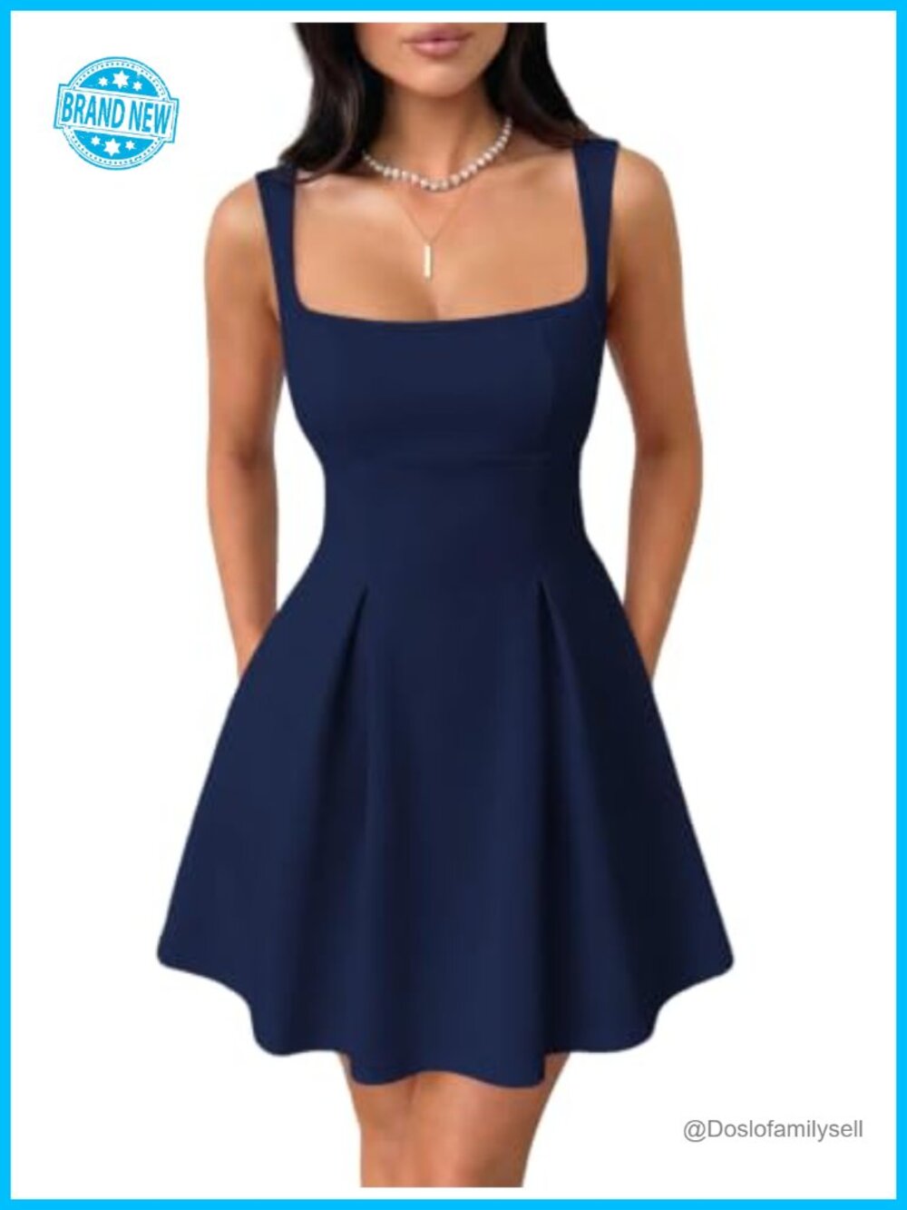 Square Neck Sleeveless Mini Dress Adjustable Strap Backless Bow Tie A Line